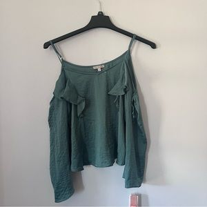 Green Gianni Bini Long Sleeve Off The Shoulder Top - Size M